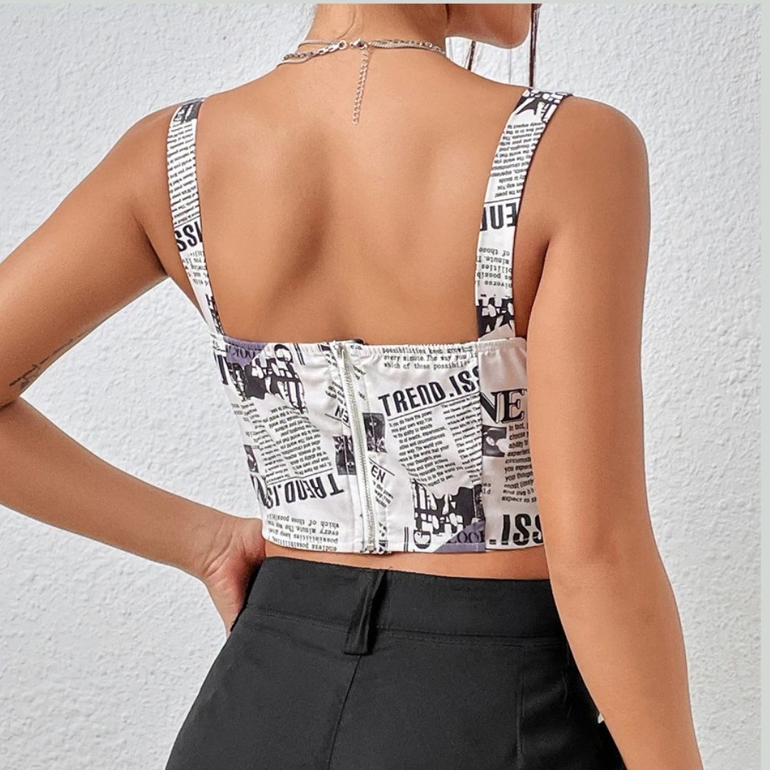 Krisha | Crop Top mit quadratischem Ausschnitt und Print