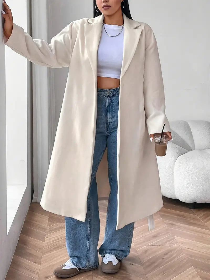 Plash | Plus Size Damen Casual Mantel mit Reverskragen und Gürtel