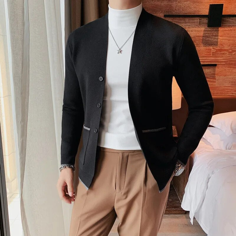 Uldis | Casual Strick-Cardigan im Blazer-Stil mit Rippbündchen