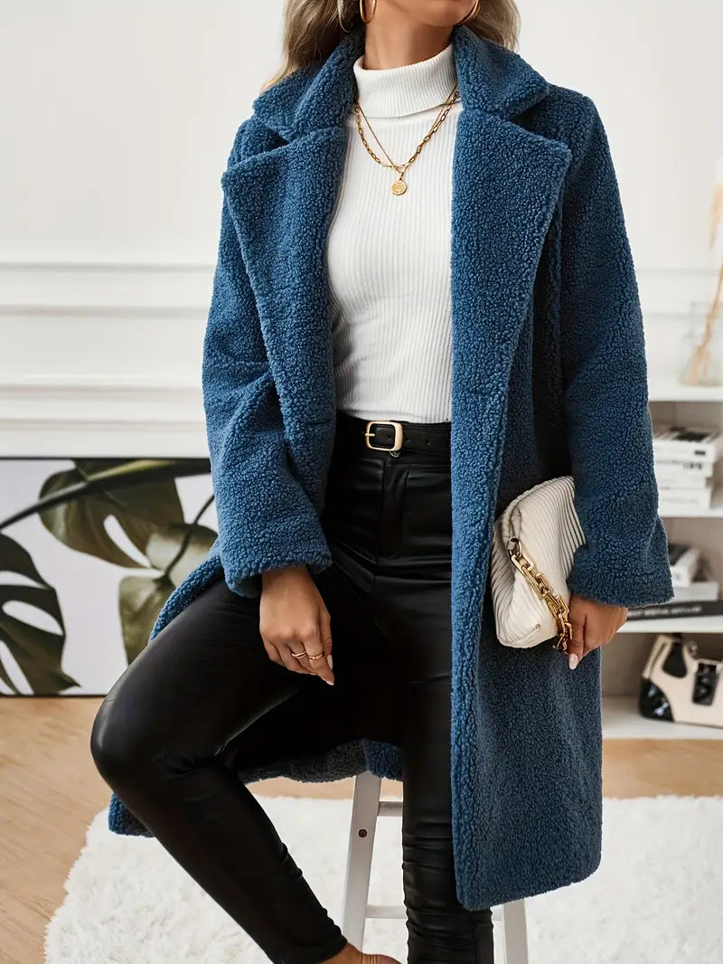Langer | Eleganter langer Damenmantel aus Polyester, einfarbig