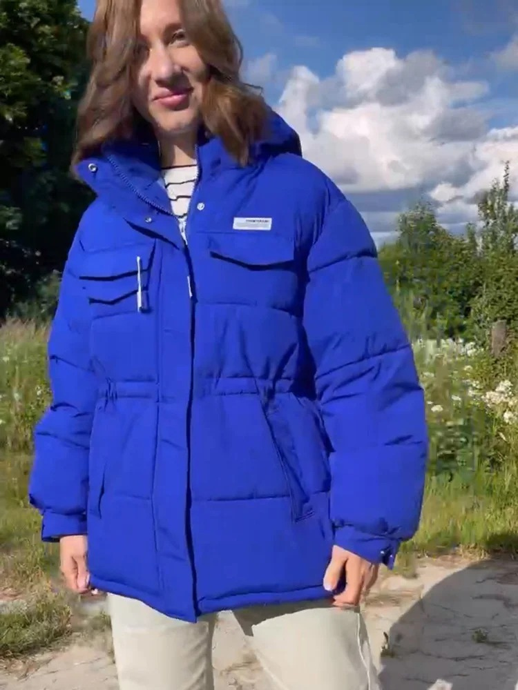 Thyst | Oversized Winter-Daunenjacke für Damen im Parka-Stil mit Kapuze und Reißverschluss