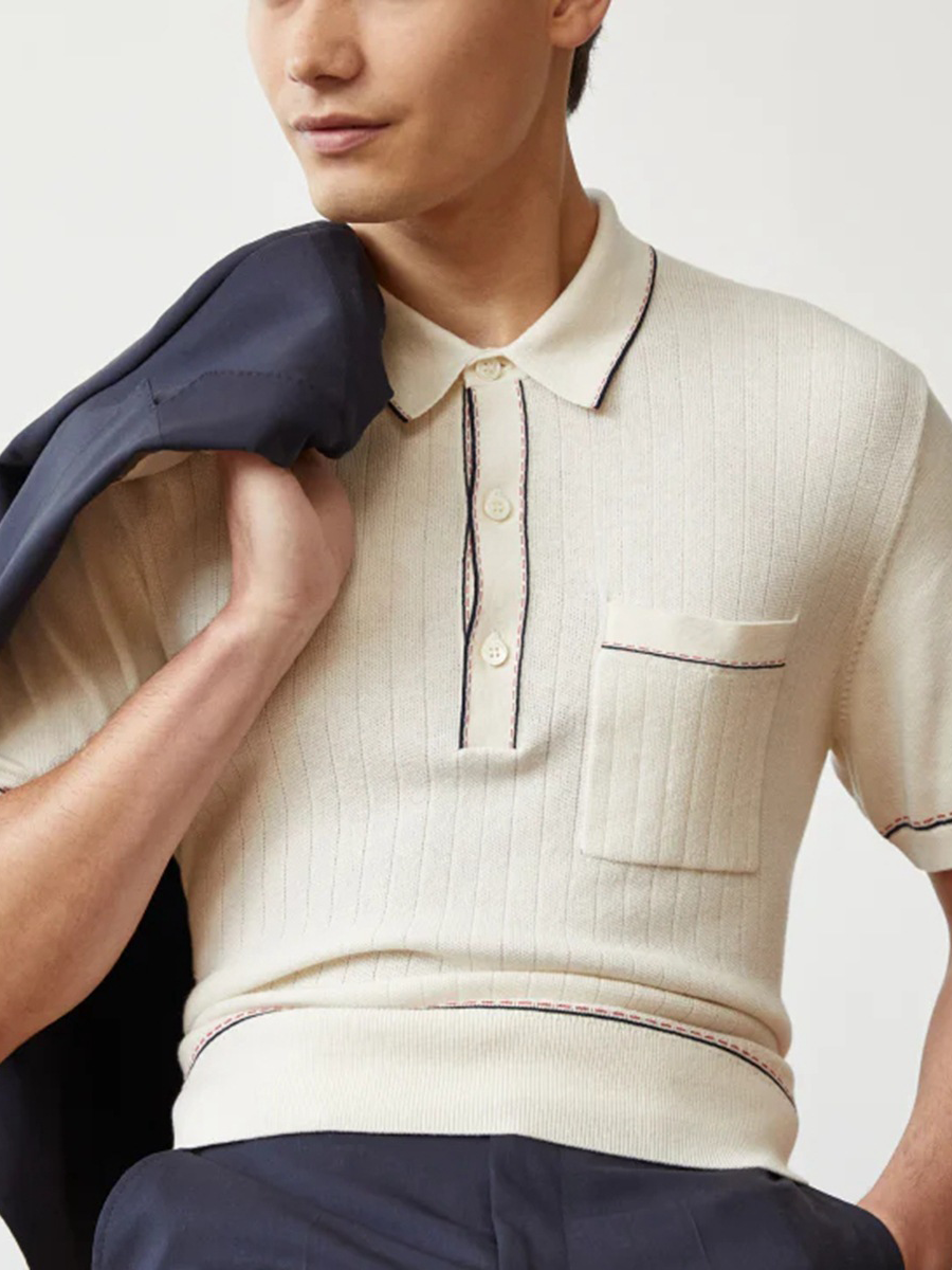 Paul | Old Money Vintage Bluse Gestricktes Poloshirt