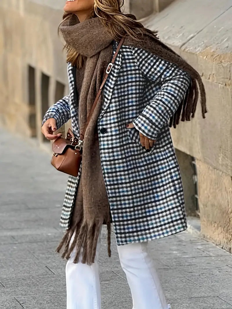 Tarte | Tartan Mantel mit langen Ärmeln und Knopfleiste für Damen, 100% Polyester
