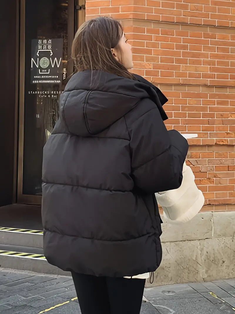 Asri | Kuschelige Winter-Pufferjacke für Frauen – lässig, einfarbig, langärmelig