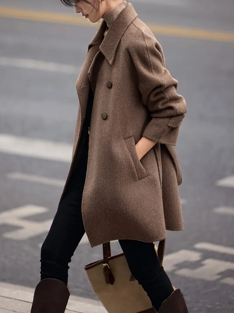 Wolie | Eleganter Wollmantel für Damen – Französischer Stil, Gürtel