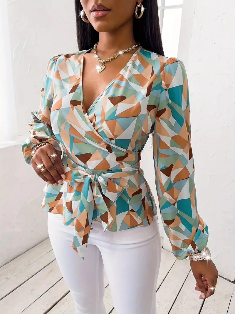 Chiara - Elegante Bluse mit langen Ärmeln und V-Ausschnitt für den Sommer