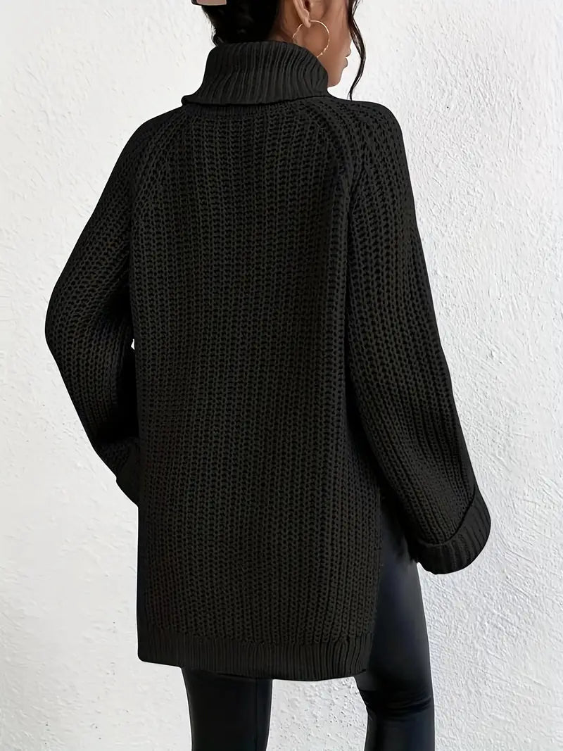 Liya | Schwarzer Turtleneck Pullover mit Raglanärmel für Damen
