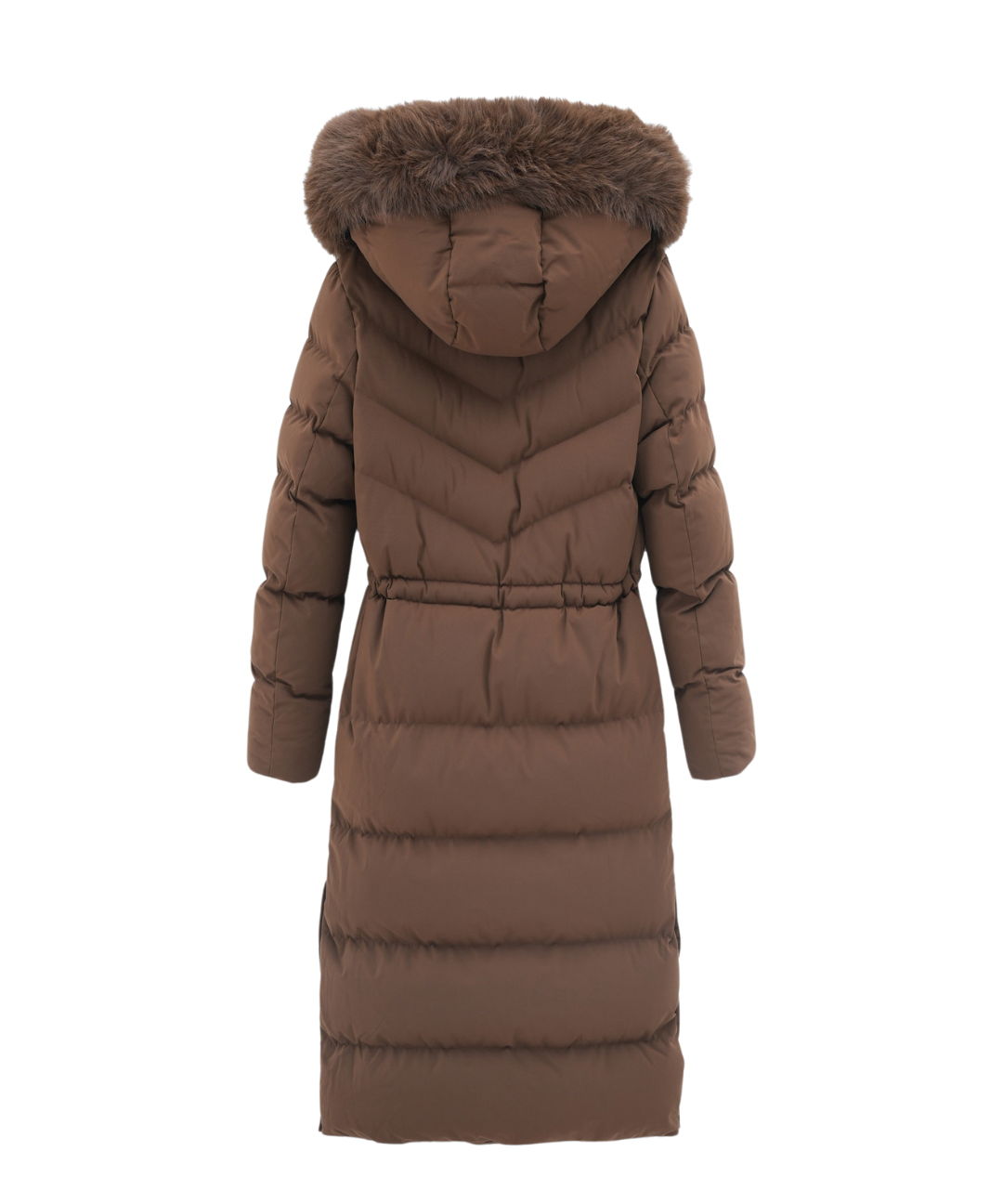 Damen Wintermantel | Lange Steppjacke | Warm Gefüttert | Kapuze mit Imitationsfell