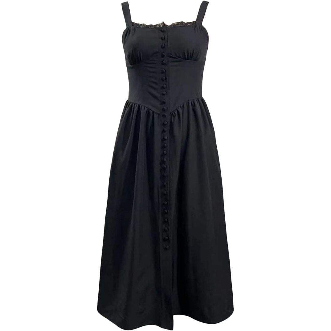 Eya | Schwarzes Midi-Sommerkleid