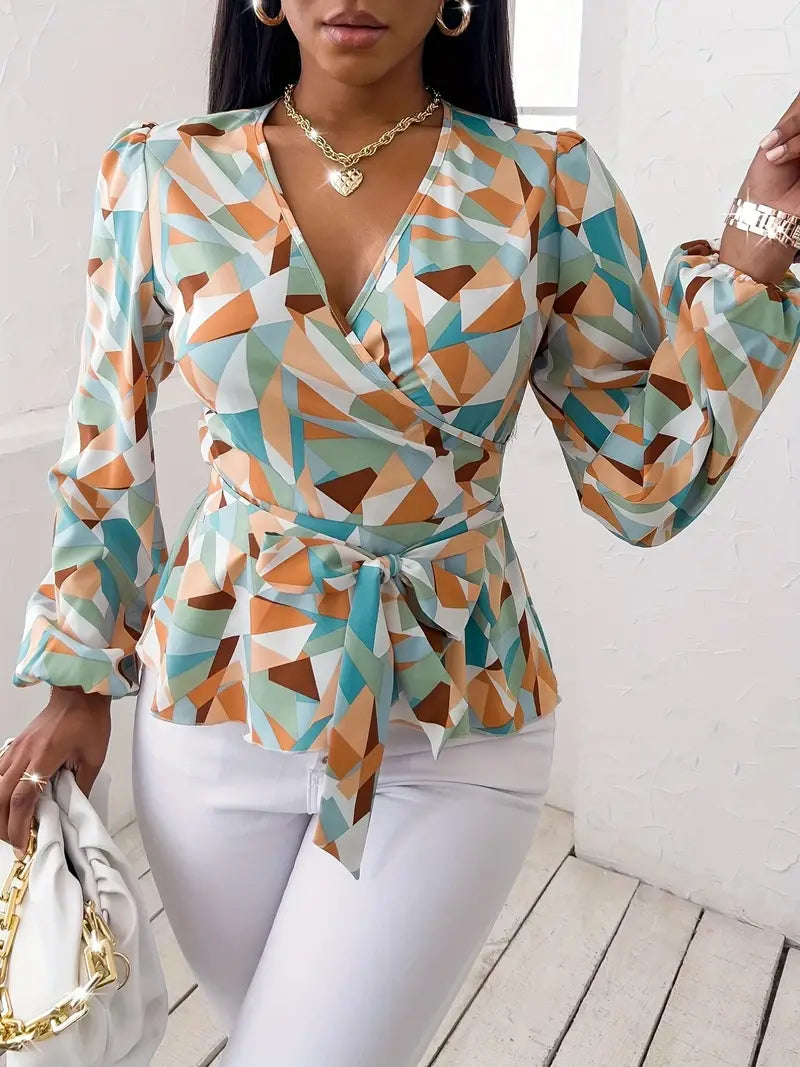 Chiara - Elegante Bluse mit langen Ärmeln und V-Ausschnitt für den Sommer