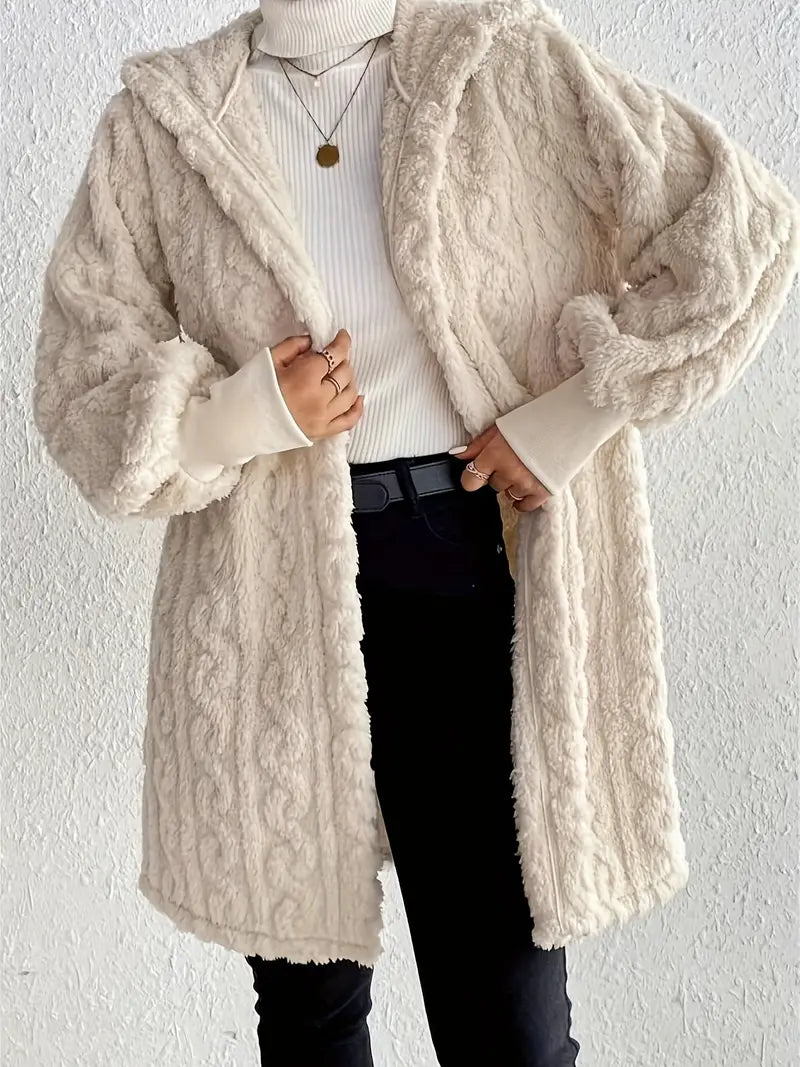 Offene | Klassische offene Teddyjacke – gemütlicher einfarbiger Winter