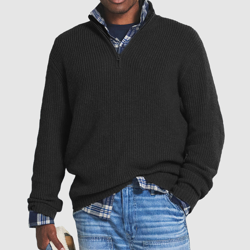 Hystorin | Herren Kaschmir Business Casual Pullover mit Reißverschluss
