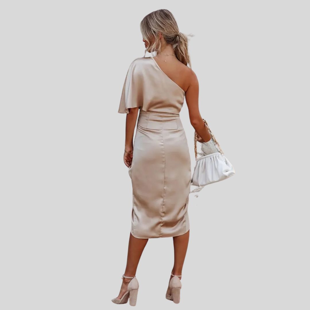 Maj | Satiniert Kleid mit einem Schulterband