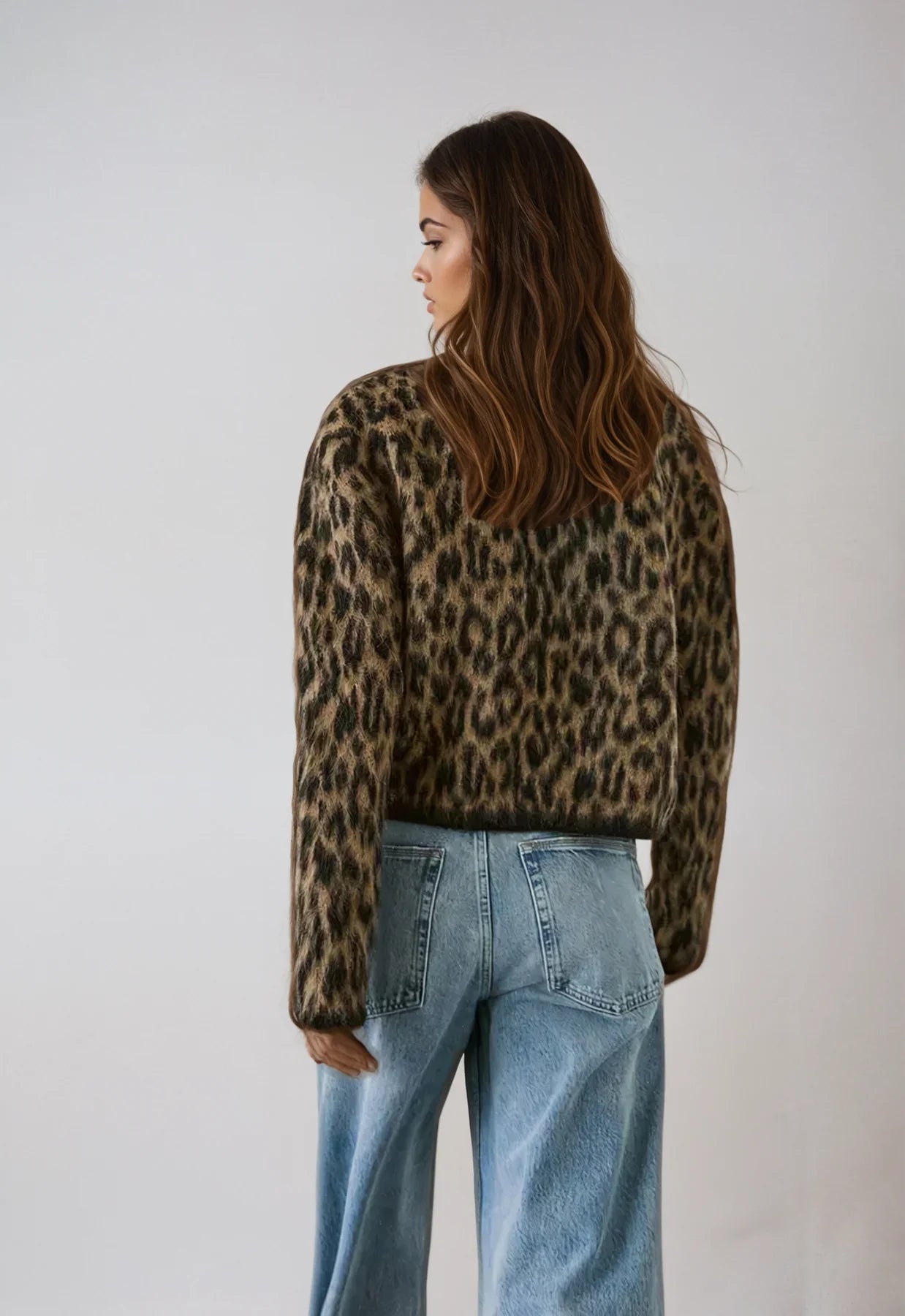 Katren | Damen Leopard Cardigan mit Rundhalsausschnitt
