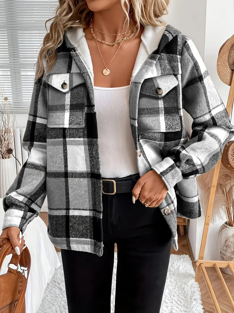 Karo | Kapuzenjacke mit Karomuster und Fleece-Futter