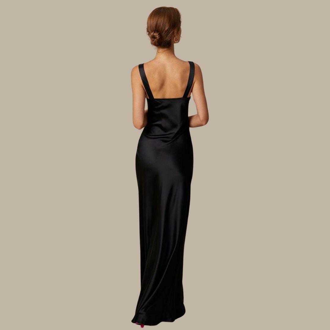Marj | Satin-Maxikleid mit drapierter Halslinie