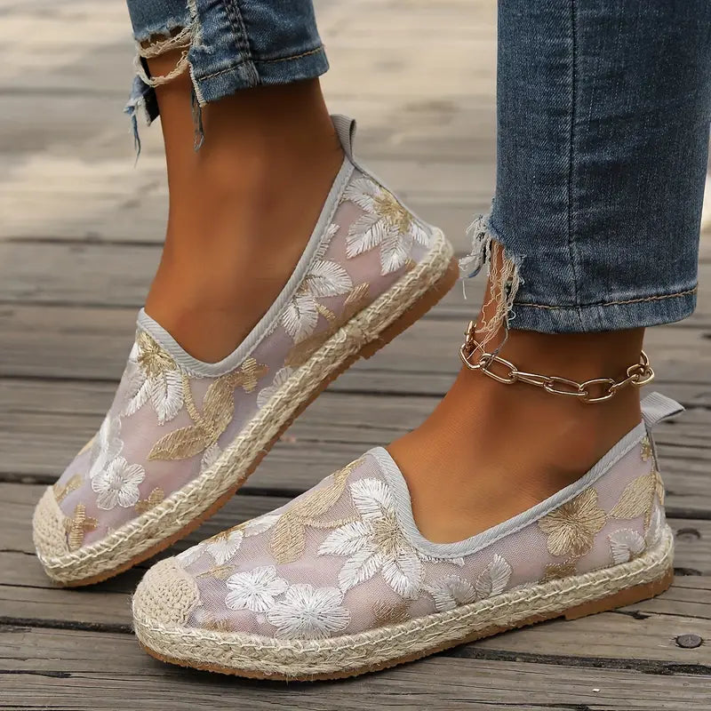 Nyssa | Lässige Espadrilles Spitze Mesh Slip-On flach