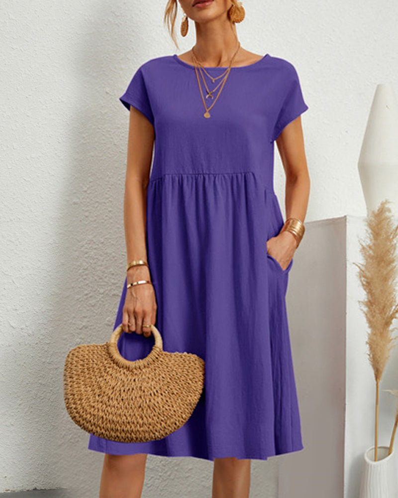 Paulina | Bequemes Midi-Kleid mit Rundhalsausschnitt & Taschen