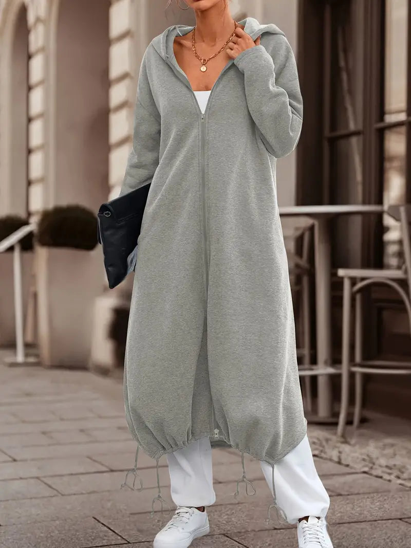 Zippy | Zip-Up Hoodie mit Kordelzug – Midi-Länge, Casual Langarm