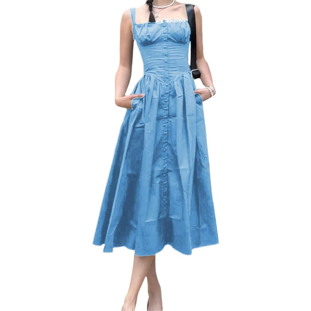 Eya | Schwarzes Midi-Sommerkleid