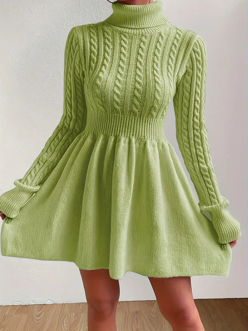 Olive | Feminines langärmeliges Pulloverkleid in A-Linie