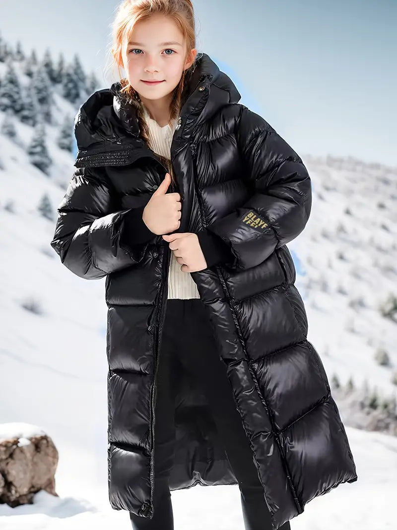 Kolrith | Mädchen Winter dicker langer warmer Kapuzenmantel