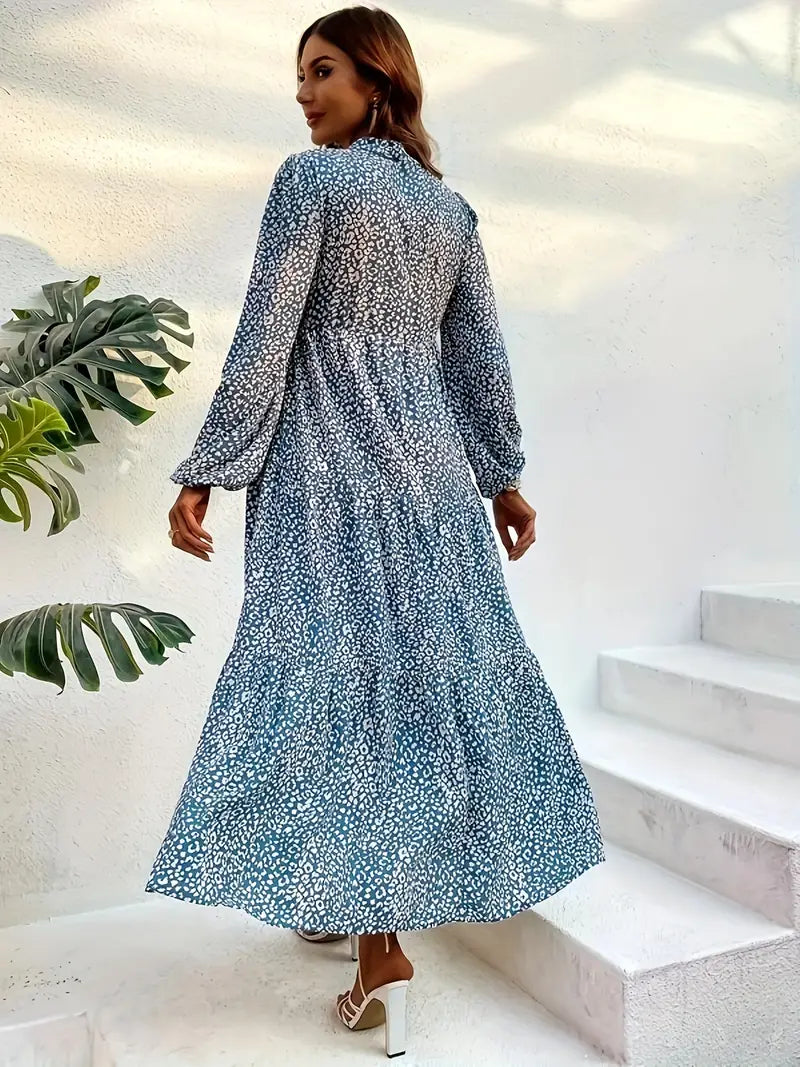 Frederique - Wildfeuer Boho-Leoparden Maxikleid