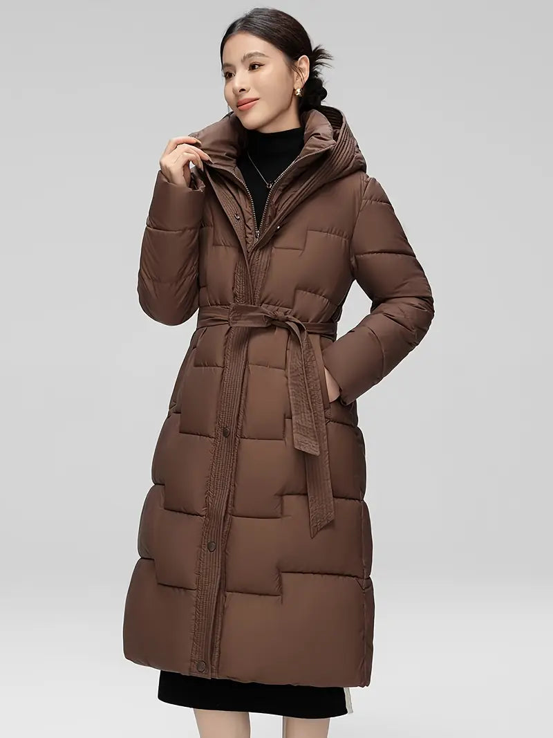 Gemu | Gemütlicher und stylischer mittellanger Baumwollmantel Slim Fit Winterparka mit Kapuze