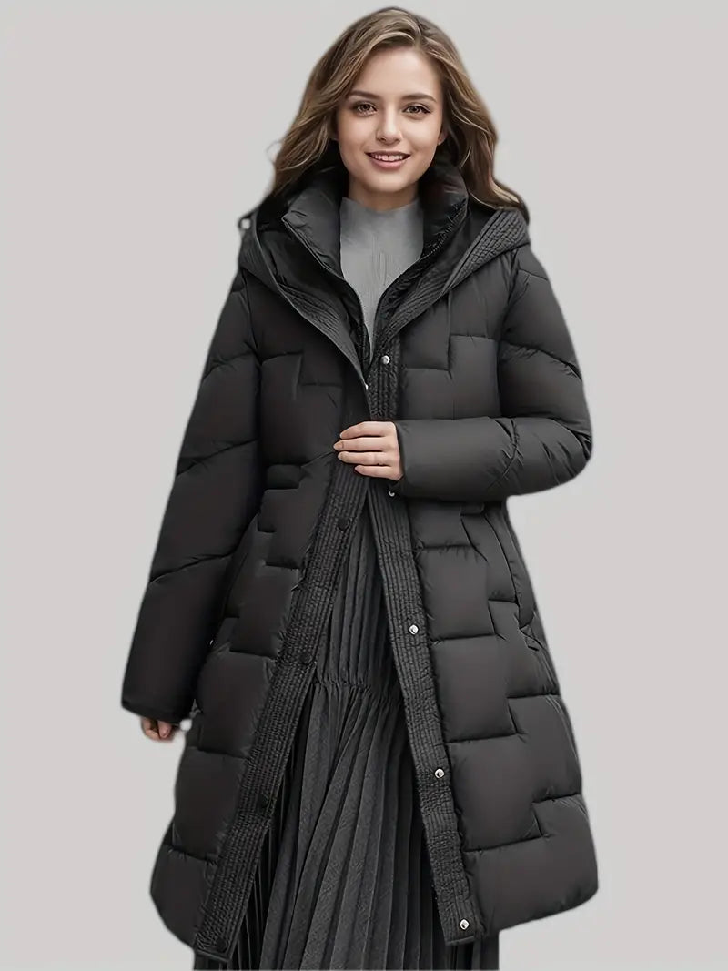 Gemu | Gemütlicher und stylischer mittellanger Baumwollmantel Slim Fit Winterparka mit Kapuze