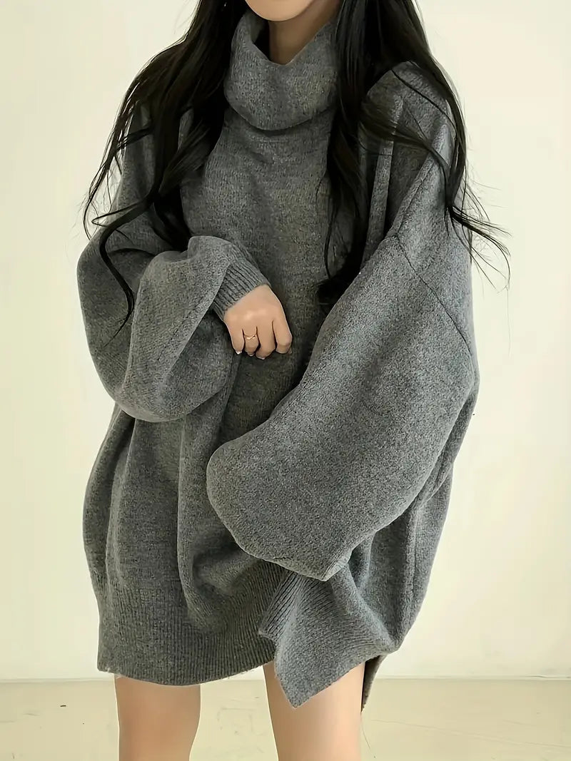 Greye | Schwarzer/Grauer Turtleneck Pullover mit Lantern-Ärmeln