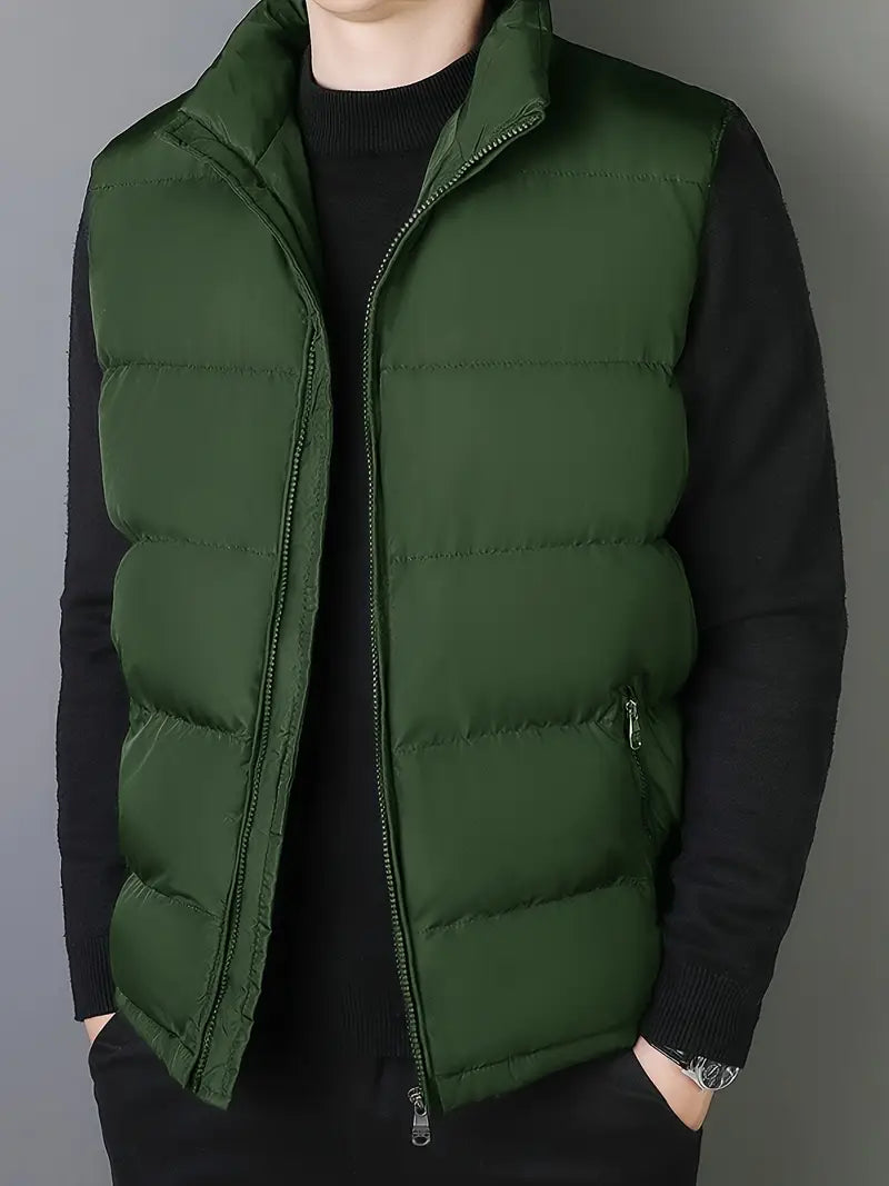 Axl | Herren Weste mit Fleece-Fütterung – Zip-Up, Stehkragen, Einfarbig