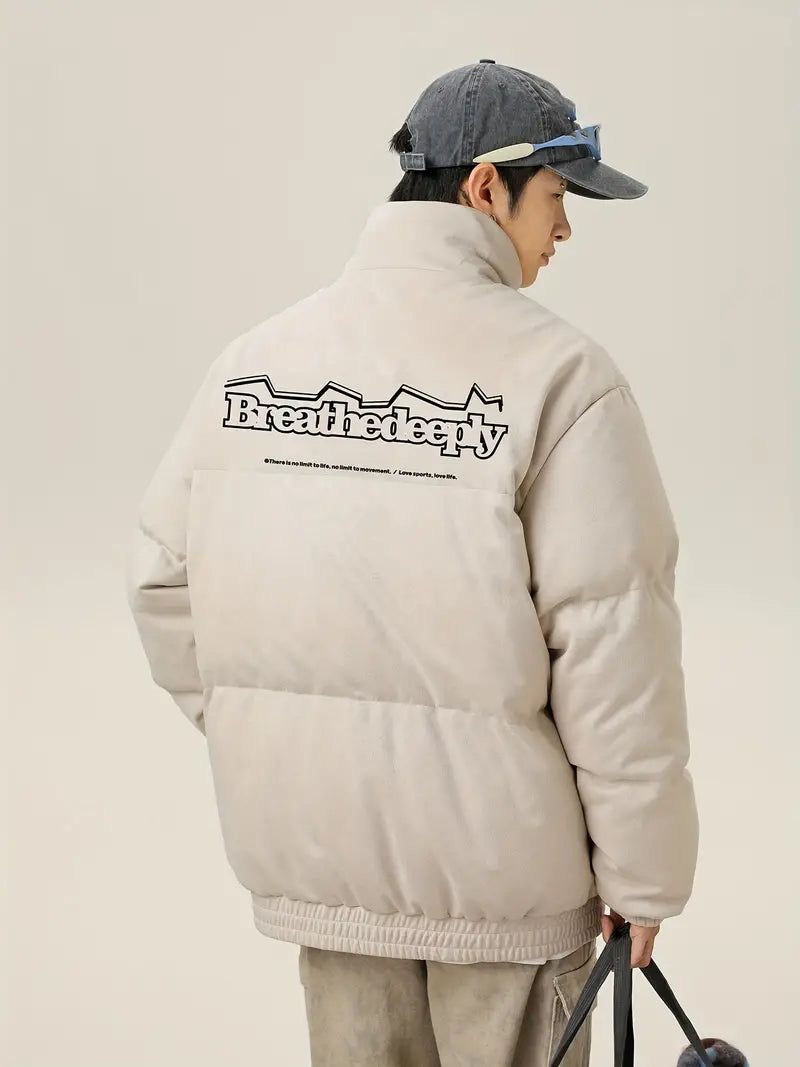 Isoe | Isolierte Herren-Varsity-Jacke - Lässiger Mantel mit Stehkragen aus Wildleder und Baumwolle