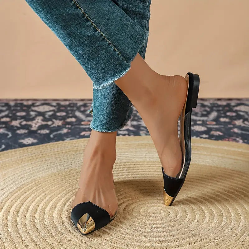 Ulysses | Spitze Zehe Flache Schuhe mit Transparenten Riemen