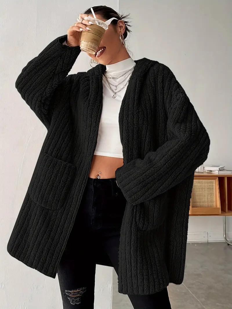 Kalessi | Damen Kunstpelz-Kapuzenmantel - 100% Polyester, Unifarben