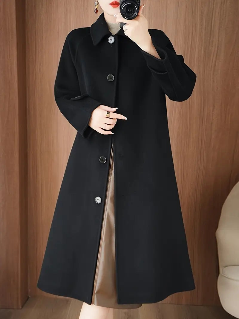 Elei | Eleganter Damen Wintermantel aus Wollmischung – Beidseitig, Mit Bubikragen