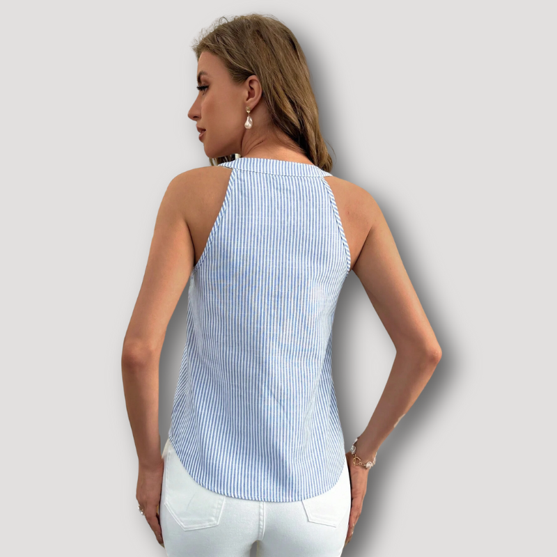 Grelle | Streifen V-Ausschnitt Ärmellos Sommer Top für Damen