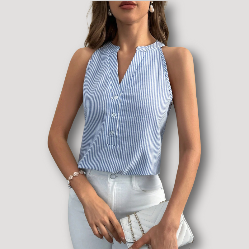 Grelle | Streifen V-Ausschnitt Ärmellos Sommer Top für Damen