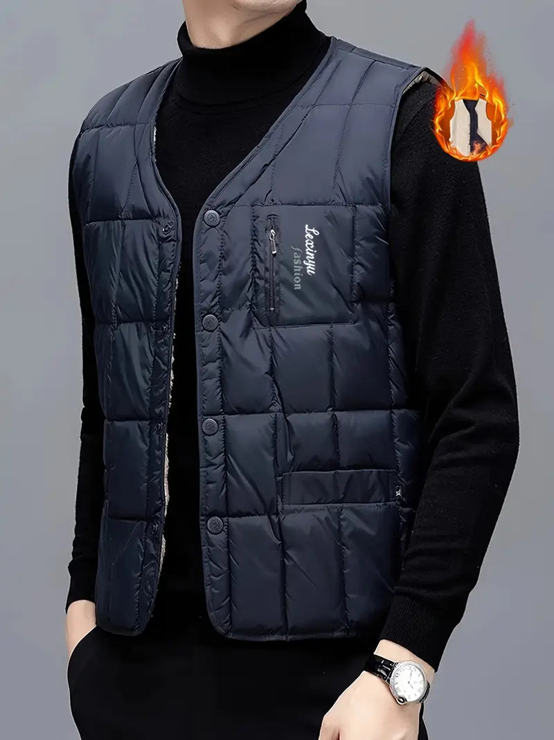 Filipe | Herren-Weste mit Fleecefutter – Lässig, Stehkragen, Wintertauglich, Outdoor-Nylon