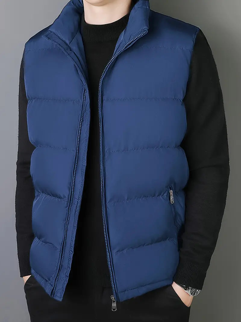 Axl | Herren Weste mit Fleece-Fütterung – Zip-Up, Stehkragen, Einfarbig