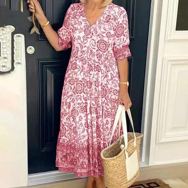 Marcelli | Bohème-Kleid mit V-Ausschnitt