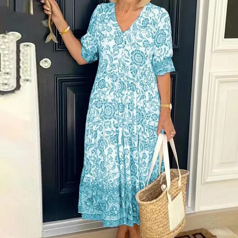 Marcelli | Bohème-Kleid mit V-Ausschnitt