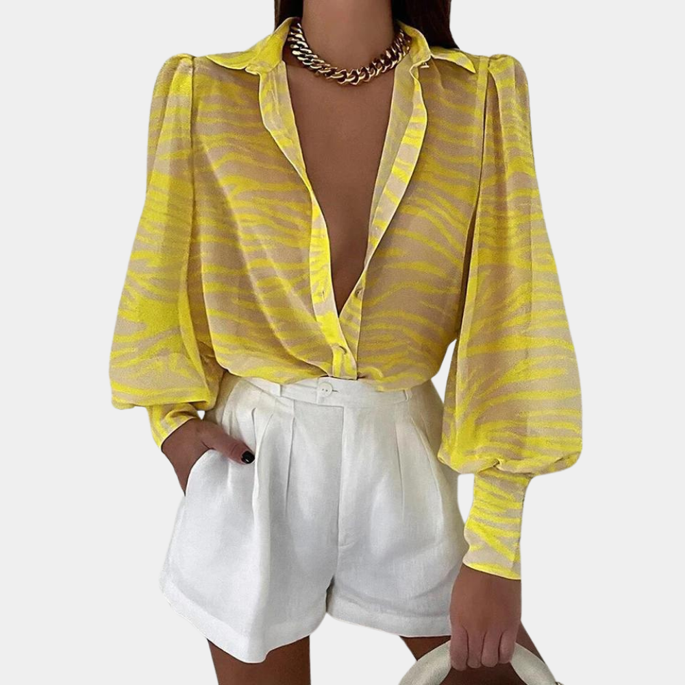 Masha | Stilvolle Damenbluse mit langer Halslinie