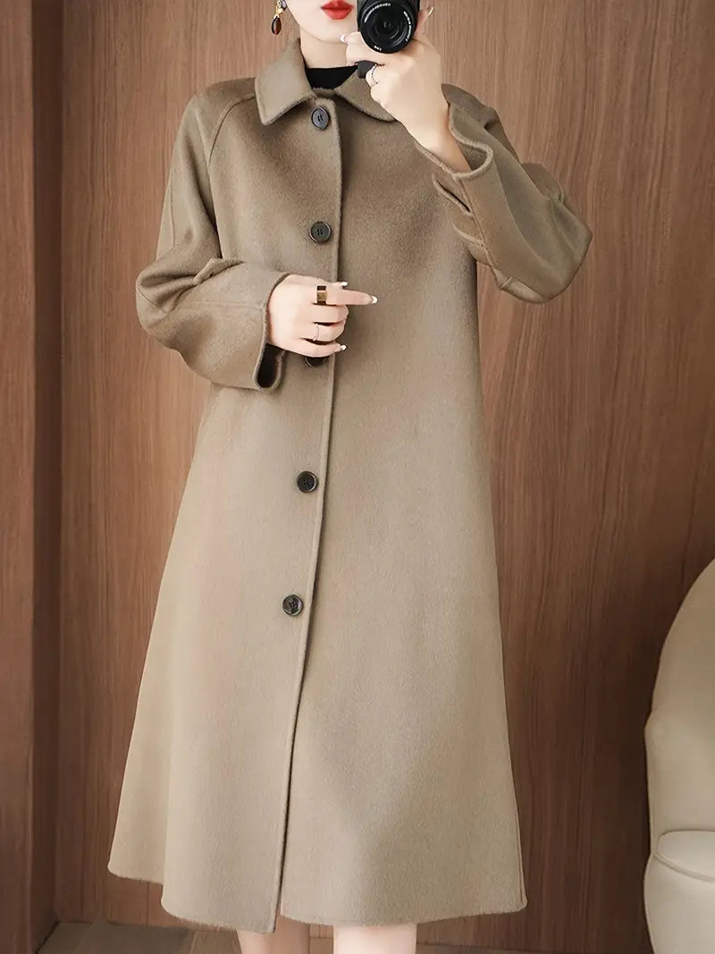 Elei | Eleganter Damen Wintermantel aus Wollmischung – Beidseitig, Mit Bubikragen