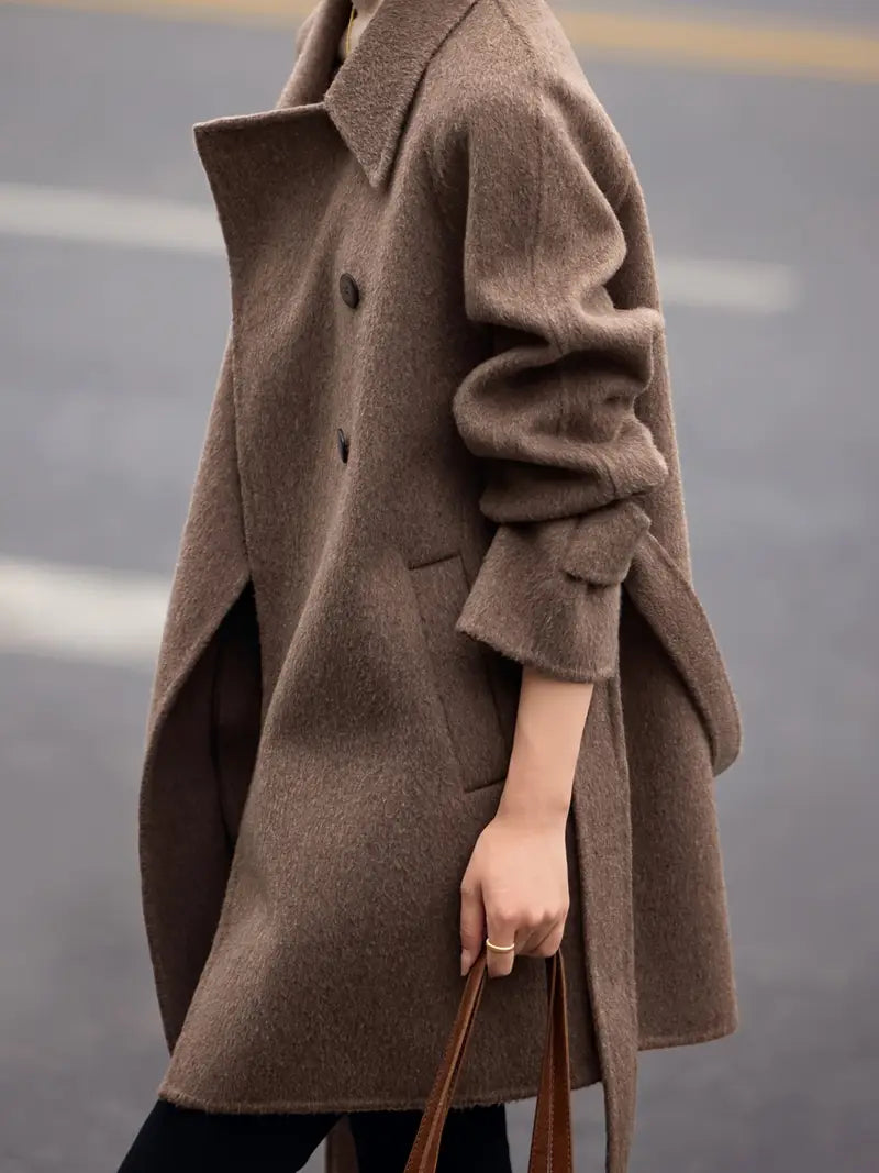Wolie | Eleganter Wollmantel für Damen – Französischer Stil, Gürtel
