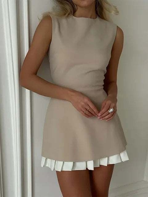 Cheska - Ärmelloses Minikleid-Set mit Plissee-Saum