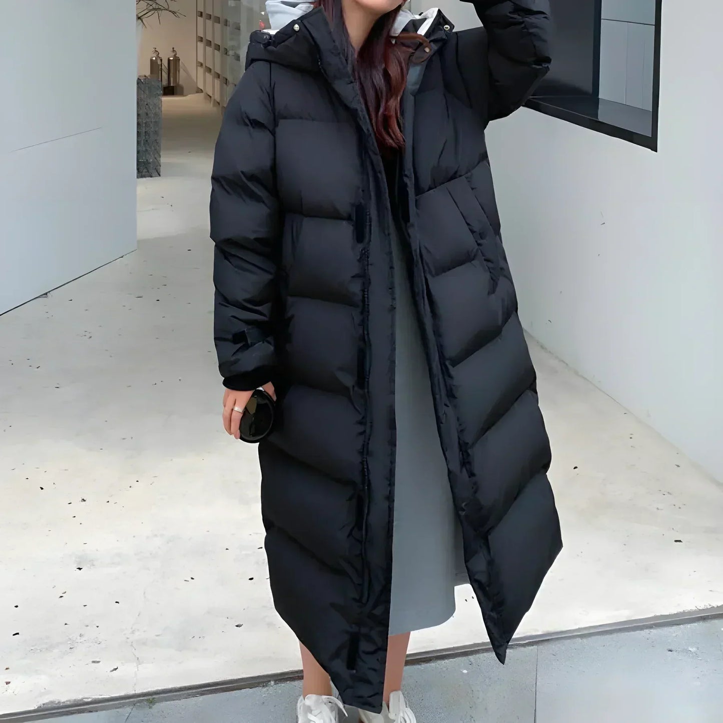 Rosaballe | Trendiger langer Winter-Parka mit Kapuze