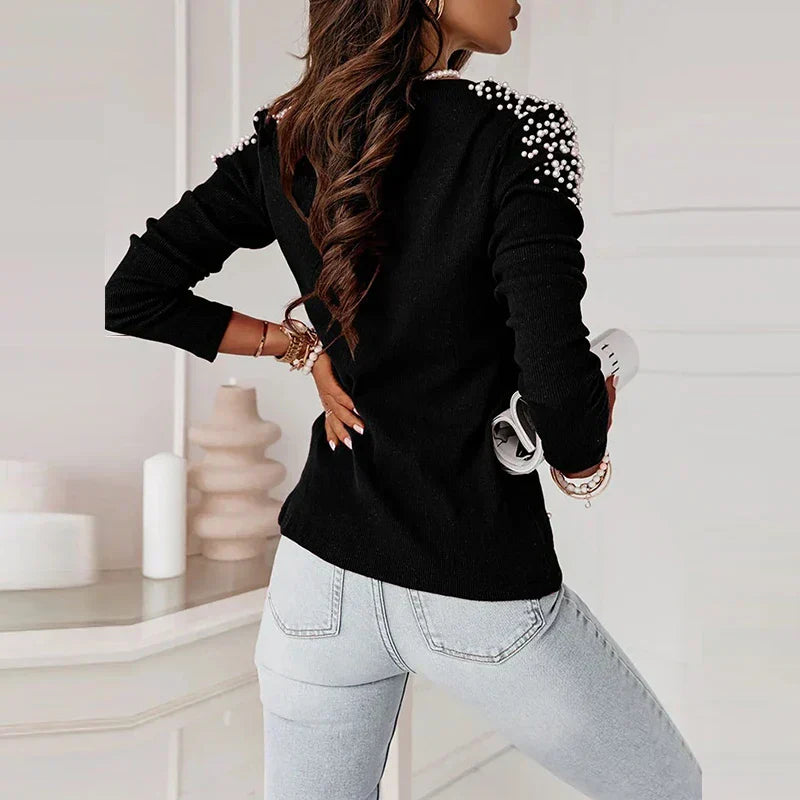 Fletcher | V-Ausschnitt Pullover mit Perlen