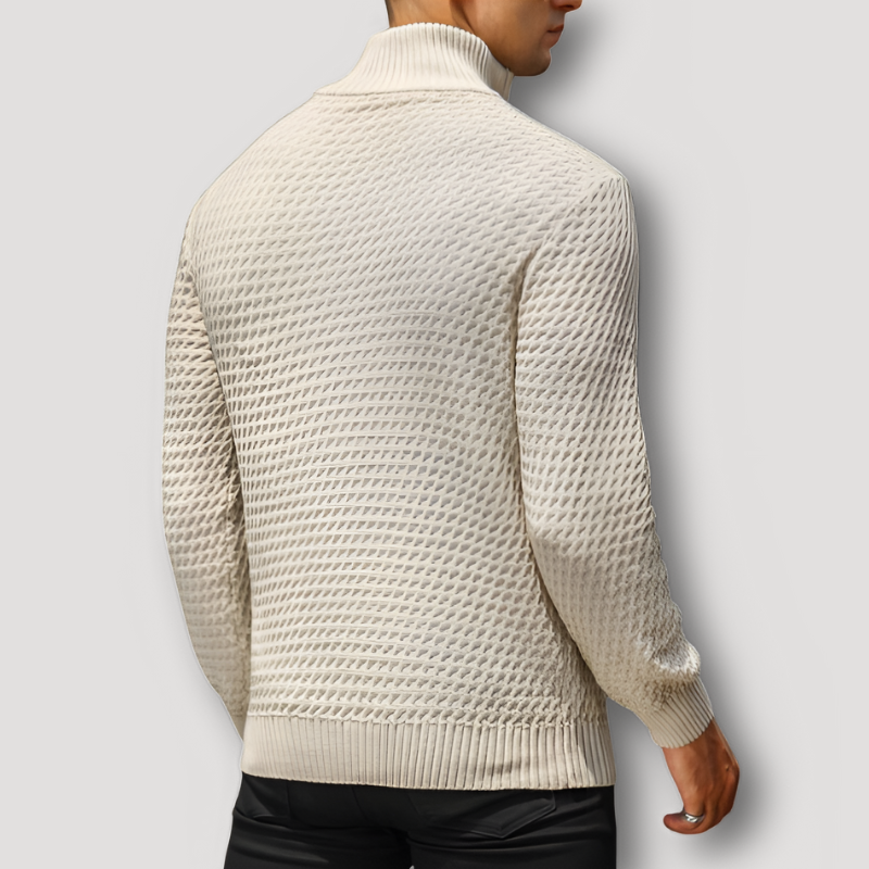 Karis | Half Zip Textured Waffel Gestrickter Pullover