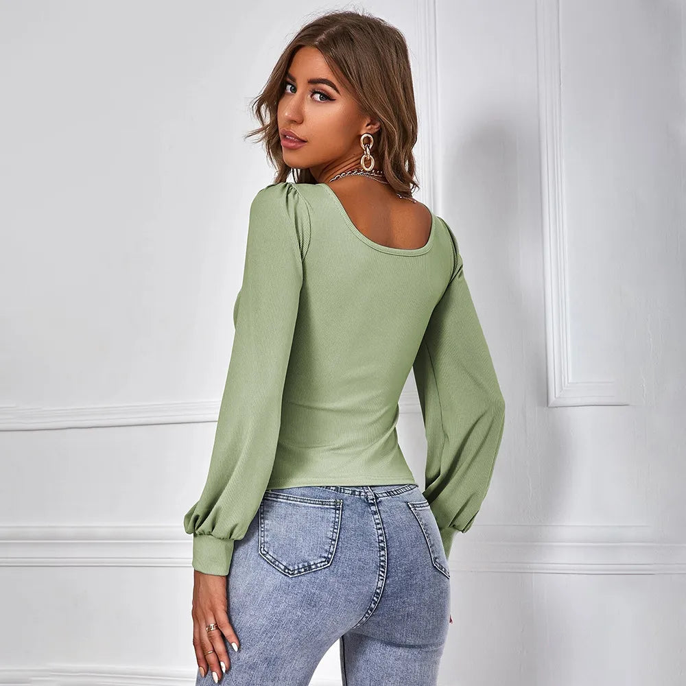 Kerr | Elegantes Grünes Rüschenhemd