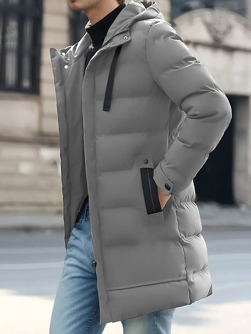 Yiena | Herren-Winter-Thermo-Kapuzenjacke – Winddichter, warm wattierter Mantel